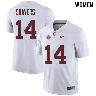 NCAA Women's Alabama Crimson Tide #14 Tyrell Shavers Stitched College Nike Authentic White Football Jersey HW17N23AP